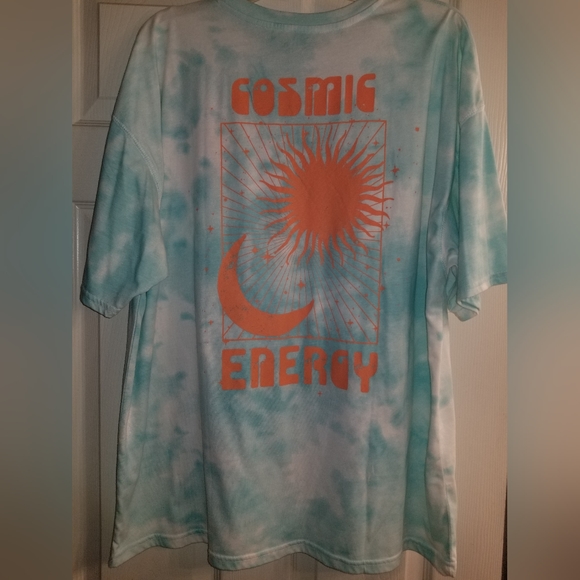 Women's Juniors Flirtitude Active Tie Dye Cosmic Energy Oversized Tee Tshirt XL - Picture 2 of 3